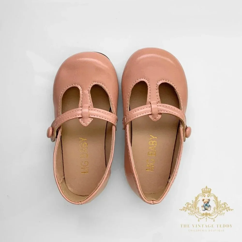NWT Pretty Girls Mary Jane Flats Vintage Style Children's Shoes Blush Pink 12.5